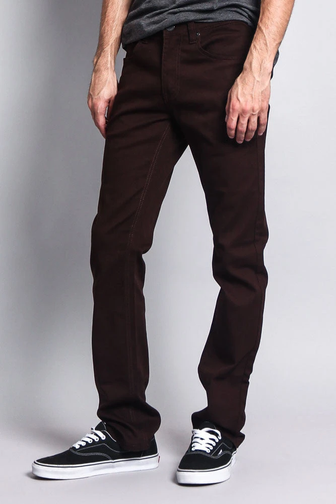 Men's Slim Fit Colored Jeans (Brown) 2 Men's Slim Fit Colored Jeans (Brown) - Image 2
