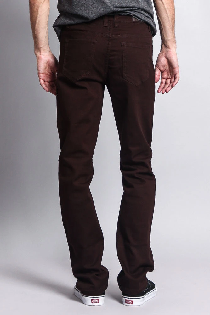 Men's Slim Fit Colored Jeans (Brown) 3 Men's Slim Fit Colored Jeans (Brown) - Image 3