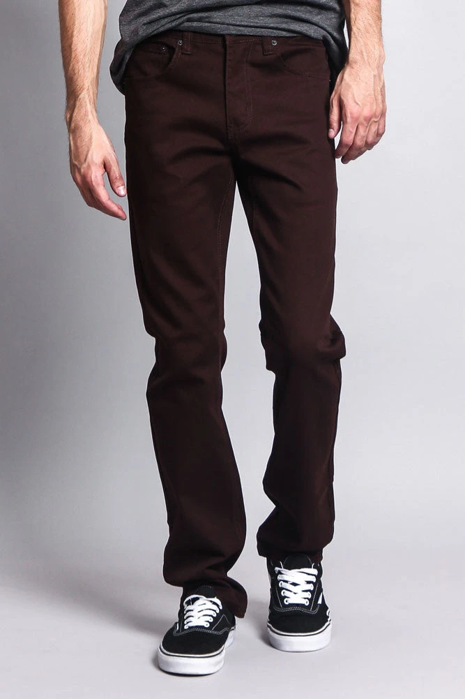 Men's Slim Fit Colored Jeans (Brown) 5 Men's Slim Fit Colored Jeans (Brown) - Image 5