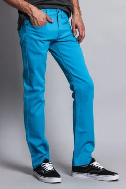 Men's Slim Fit Colored Jeans (Turquoise) -Victorious GS21 TRQ 4