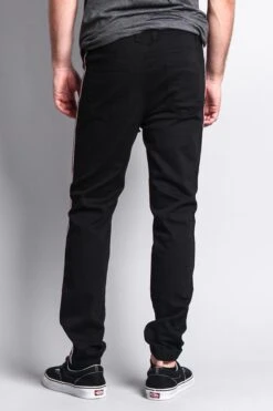 Men's Track Style Side Striped Joggers -Victorious JG3006 BLK 3