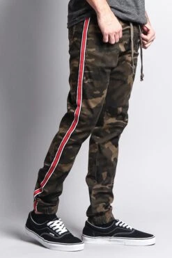 Men's Track Style Side Striped Joggers -Victorious JG3006 OCM 4