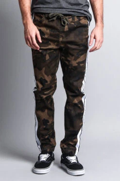 Men's Track Style Thick Striped Joggers -Victorious JG3008 CAM 1