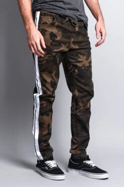 Men's Track Style Thick Striped Joggers -Victorious JG3008 CAM 4