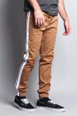 Men's Track Style Thick Striped Joggers -Victorious JG3008 WHE 4
