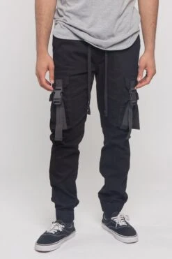 Utility Buckled Jogger Pants -Victorious JG3031 BLK 1