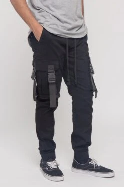 Utility Buckled Jogger Pants -Victorious JG3031 BLK 4