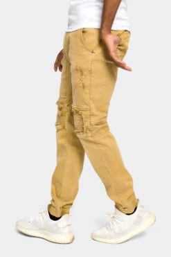 Distressed Ribbed Cuff Jeans -Victorious JG3032 WHE 2