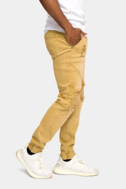 Distressed Ribbed Cuff Jeans -Victorious JG3032 WHE 4