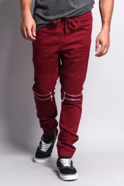 Zipper Knee Biker Twill Jogger Pants 30 Zipper Knee Biker Twill Jogger Pants -Victorious JG883 BRG 5