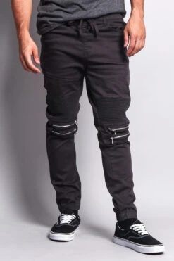 Zipper Knee Biker Twill Jogger Pants 31 Zipper Knee Biker Twill Jogger Pants -Victorious JG883 CHC 1