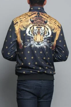 Jeweled Tiger King Zip Up Track Jacket 18 Jeweled Tiger King Zip Up Track Jacket -Victorious JK5000 BLK 3