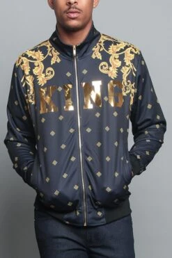Jeweled Tiger King Zip Up Track Jacket 20 Jeweled Tiger King Zip Up Track Jacket -Victorious JK5000 BLK 5
