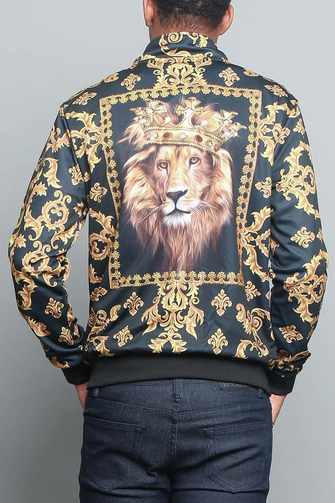 Jeweled Lion King Zip Up Track Jacket 9 Jeweled Lion King Zip Up Track Jacket - Image 9