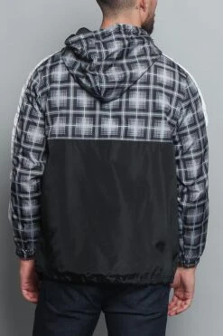 Plaid Anorak Windbreaker Jacket -Victorious JK5008 BLK 3