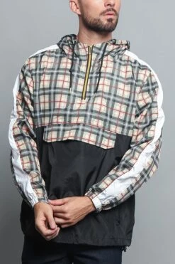 Plaid Anorak Windbreaker Jacket -Victorious JK5008 KHK 1