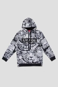 Savage Leopard Fleece Pullover 21 Savage Leopard Fleece Pullover -Victorious JK5024 BLK 7