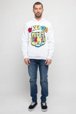 Colorful Chenille Patched Savage Tiger Hoodie -Victorious JK5025 WHT 5