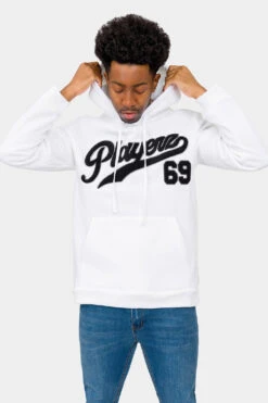 Playerz 69 Chenille Patch Fleece Sweater -Victorious JK5050 WHT 1