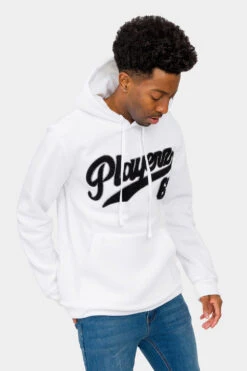 Playerz 69 Chenille Patch Fleece Sweater -Victorious JK5050 WHT 4