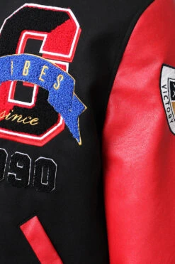 Patched Good Vibes Varsity Jacket -Victorious JK5071 BLK 3