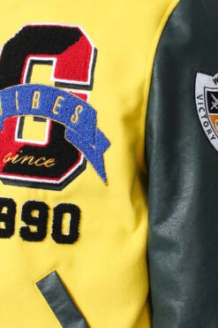 Patched Good Vibes Varsity Jacket -Victorious JK5071 YLO 3