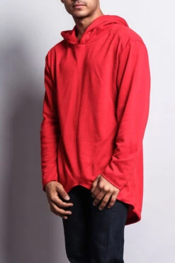 Long Length Fishtail Pullover Hoodie -Victorious JK700 RED 1