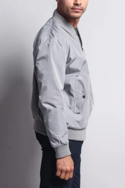 Men's Lightweight Bomber Flight Jacket -Victorious JK704 GRY 4