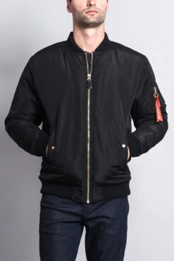 Solid Color MA-1 Bomber Jacket -Victorious JK735 BLK 1