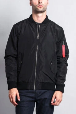 Contrast Lightweight Bomber Flight Jacket -Victorious JK752 BLK 1
