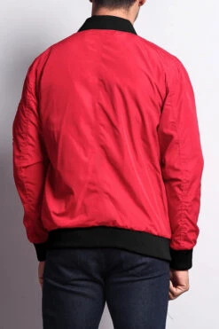 Contrast Lightweight Bomber Flight Jacket -Victorious JK752 RED 3