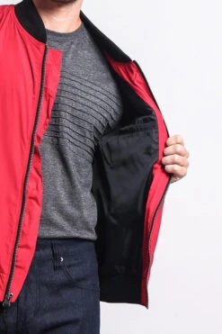 Contrast Lightweight Bomber Flight Jacket -Victorious JK752 RED 5