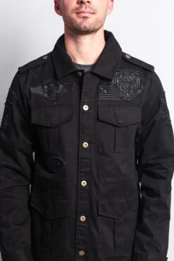 Patched Army Jacket -Victorious JK758 BLK 5