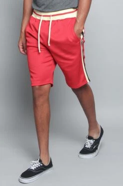 G Striped Track Shorts -Victorious JS26 RED 2