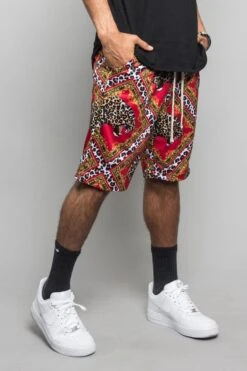 Lux Leopard Basketball Shorts -Victorious JS35 RED 5