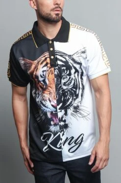 King Contrast Tiger Polo 10 King Contrast Tiger Polo -Victorious PQ7305 BLK 5