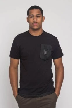3D Buckled Pocket T-Shirt -Victorious SF9021 BLK 1