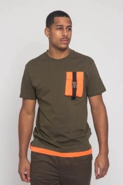 3D Buckled Pocket T-Shirt -Victorious SF9021 OLV 1