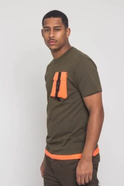 3D Buckled Pocket T-Shirt -Victorious SF9021 OLV 2