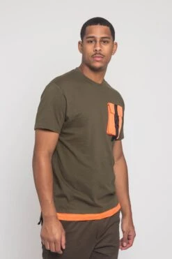 3D Buckled Pocket T-Shirt -Victorious SF9021 OLV 4