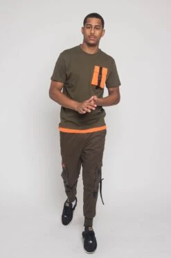 3D Buckled Pocket T-Shirt -Victorious SF9021 OLV 6