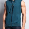 Eyelet Sleeveless Contrast Hoodie