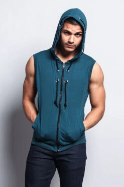 Eyelet Sleeveless Contrast Hoodie -Victorious SL888 8