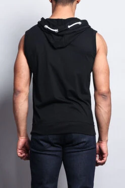 Eyelet Sleeveless Contrast Hoodie -Victorious SL888 BLK 3