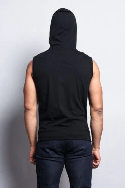 Eyelet Sleeveless Contrast Hoodie -Victorious SL888 BLK 4