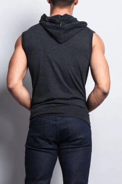 Eyelet Sleeveless Contrast Hoodie -Victorious SL888 CHC 3