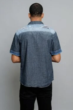 Distressed Denim Button Up Shirt -Victorious SS100 IND 3