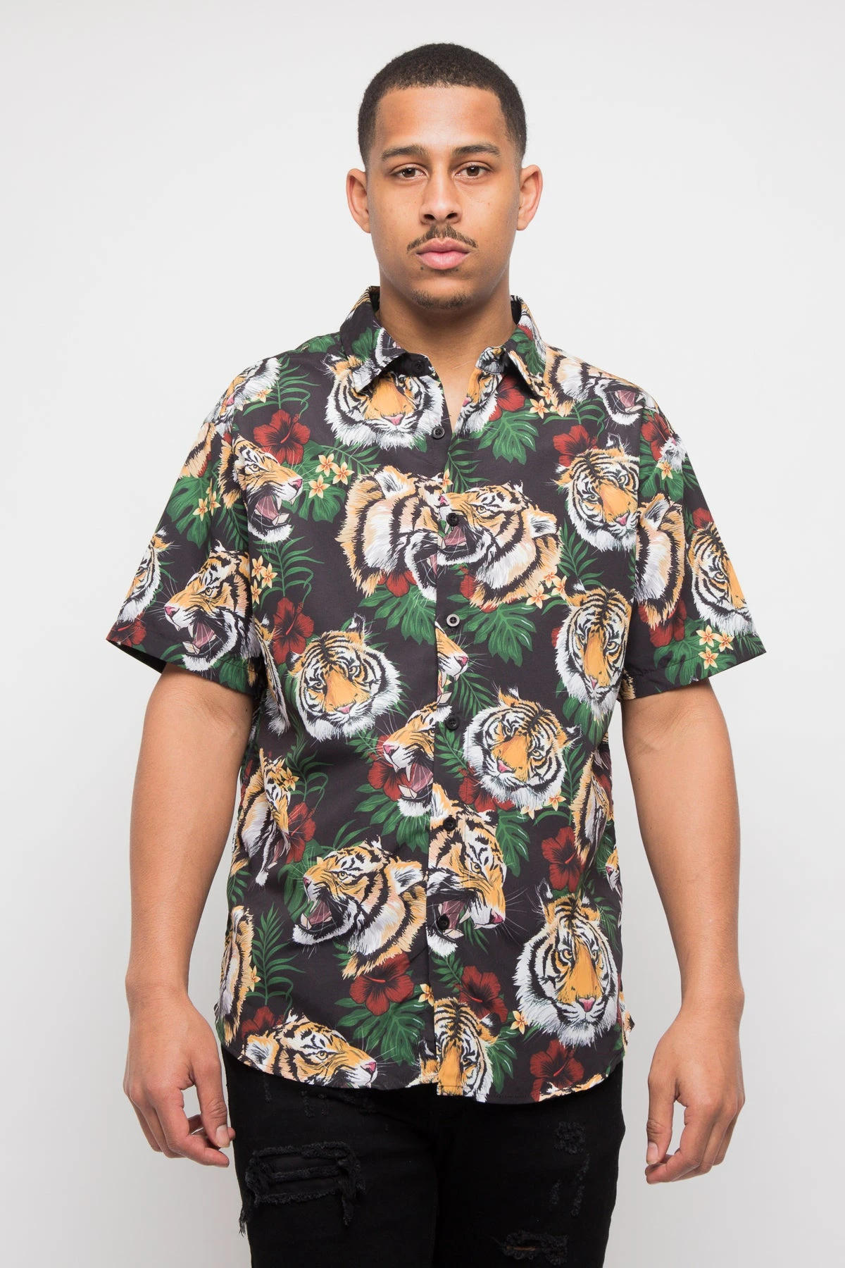 Floral Tiger Button Up 1 Floral Tiger Button Up