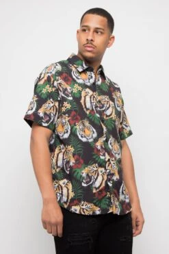Floral Tiger Button Up 16 Floral Tiger Button Up -Victorious SS107 BLK 4