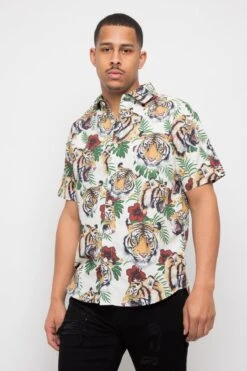 Floral Tiger Button Up 19 Floral Tiger Button Up -Victorious SS107 OFF 2